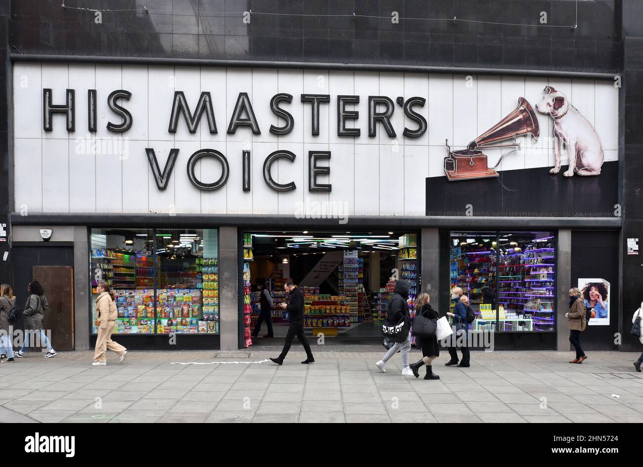 Oxford Street, London, UK. 14th Feb 2022. The original iconic HMV store on Oxford Street has now become a sweet shop. Credit: Matthew Chattle/Alamy Live News Stock Photo