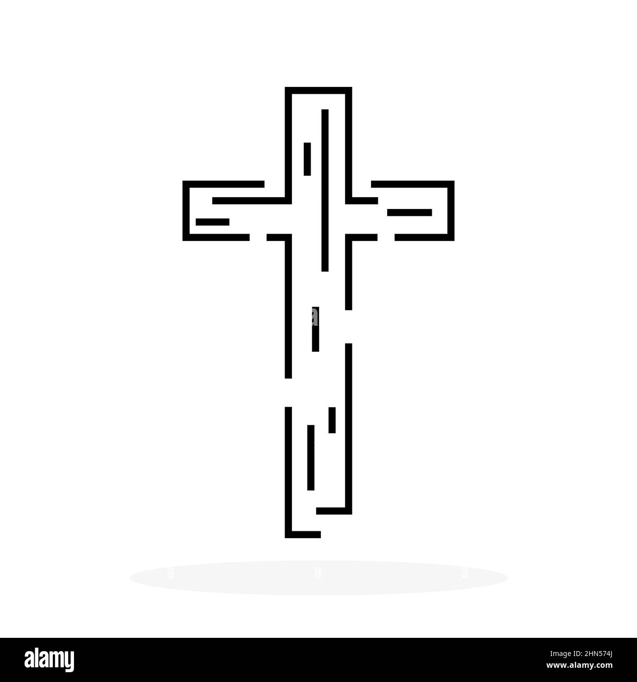 Cross icon. Religious cross on white background. Black church symbols