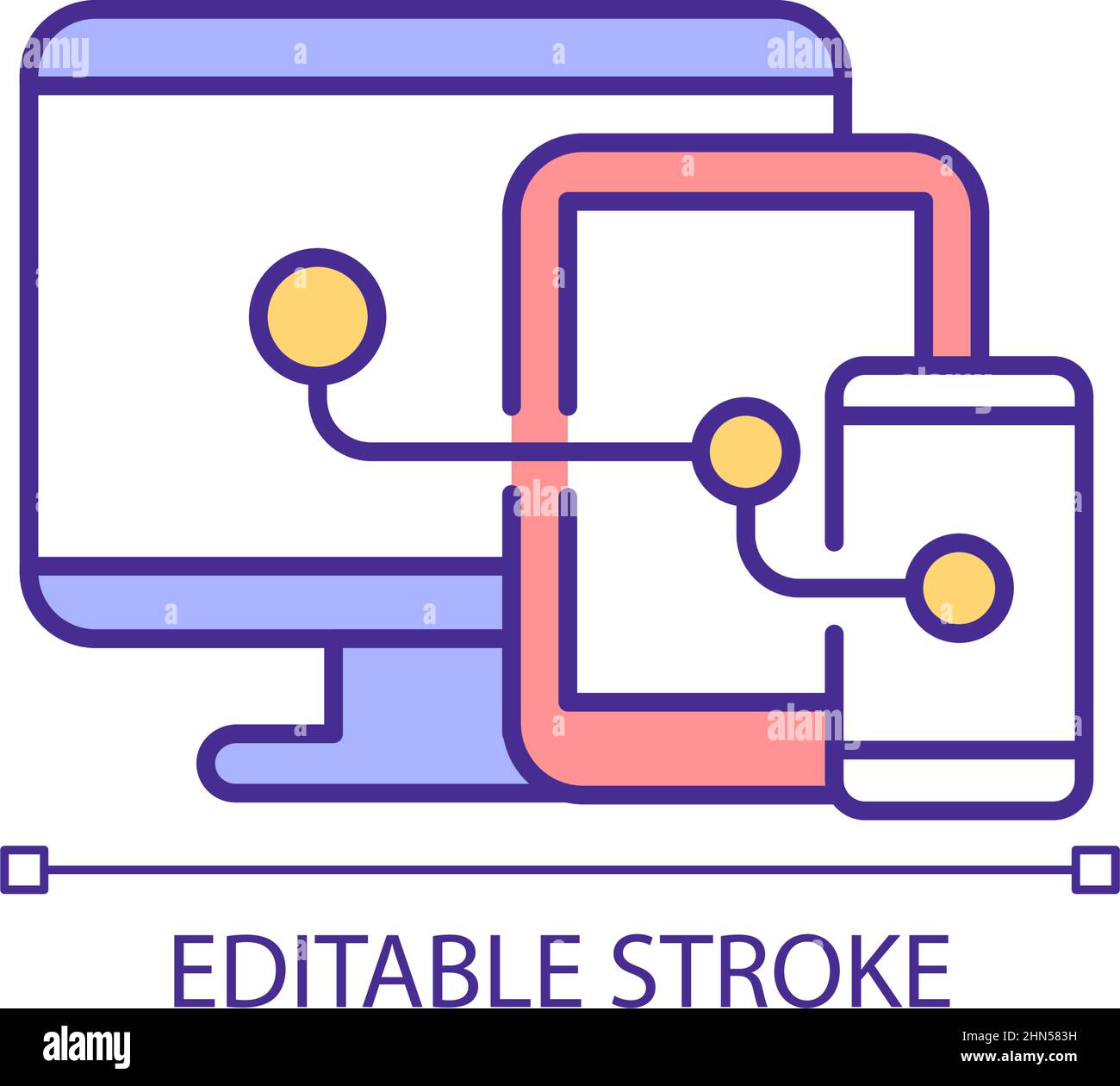 Devices synchronization RGB color icon Stock Vector