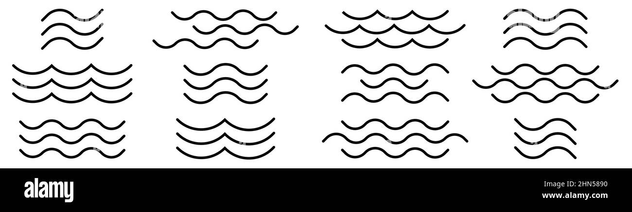 Wave icon set simple design Stock Vector
