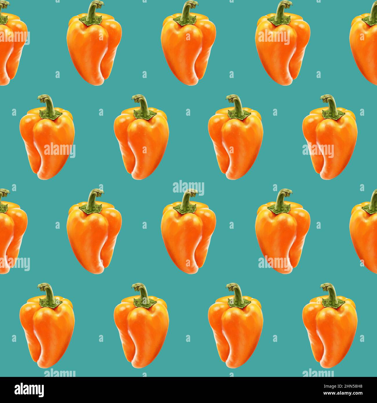 Illustration realism seamless pattern vegetable paprika orange color on