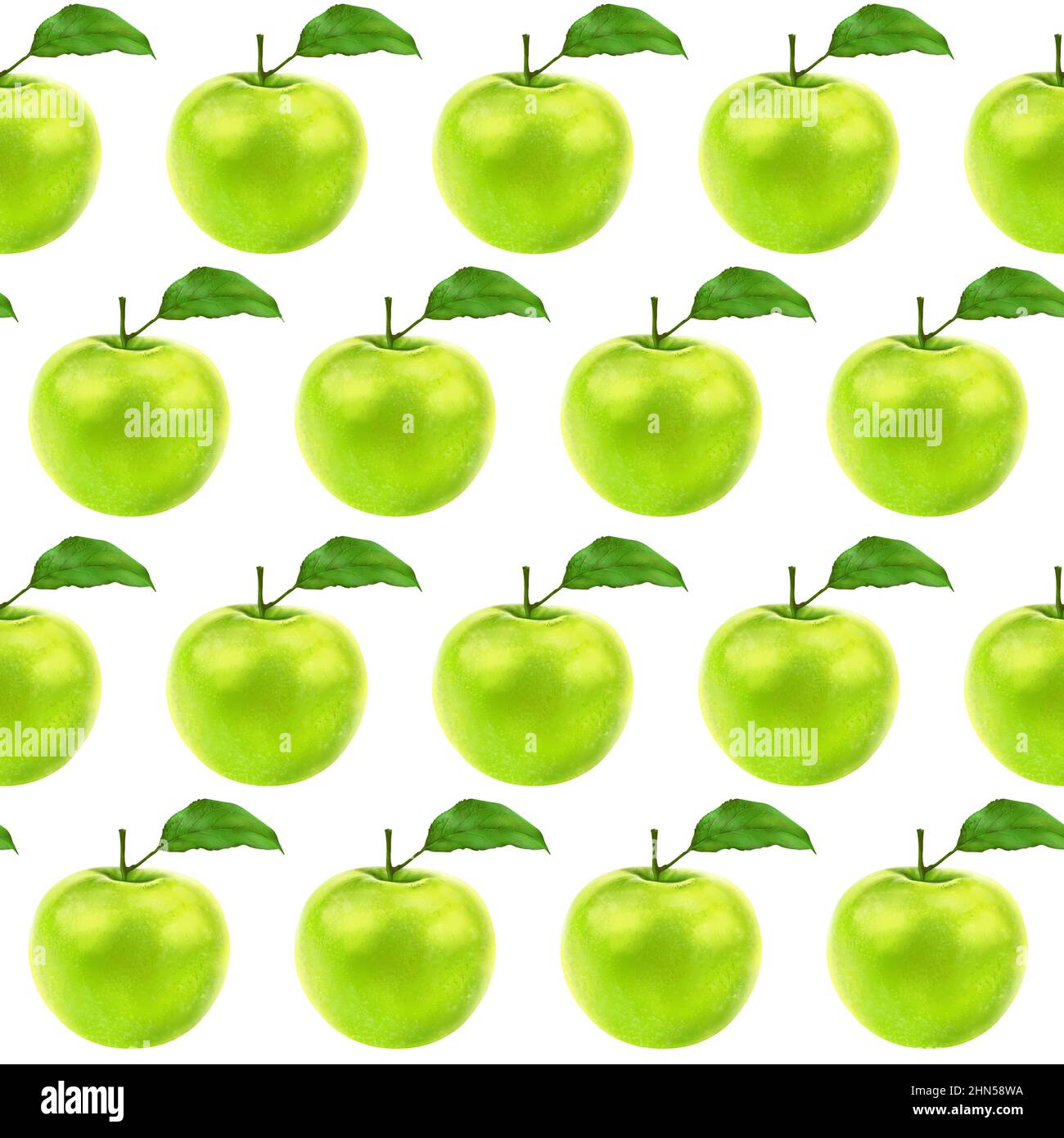 Illustration realism seamless pattern fruit apple green color on a ...