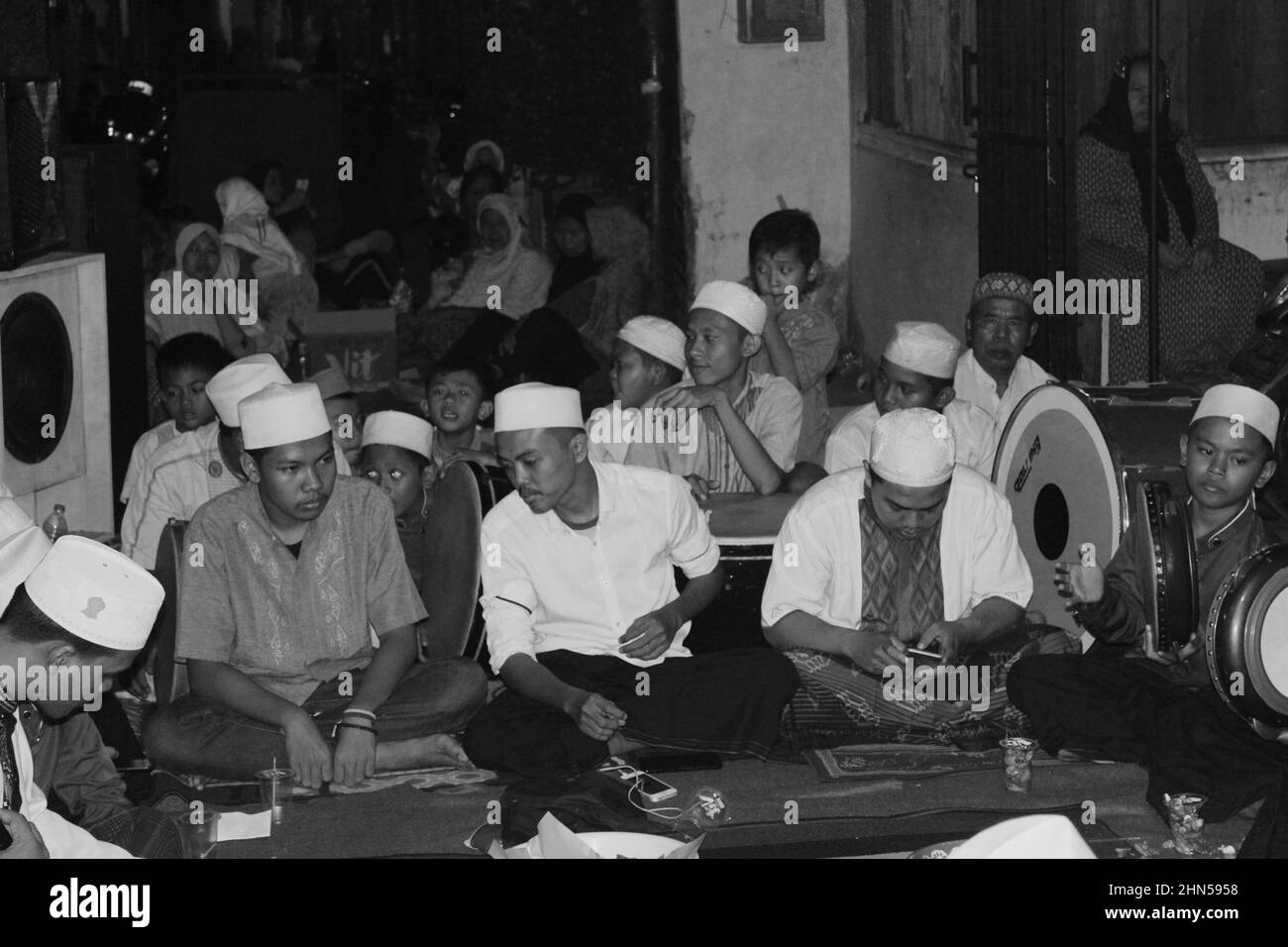 Jakarta, Indonesia - 11 19 2020: enthusiastic Muslims attend the celebration of the Prophet Muhammad's birthday Stock Photo