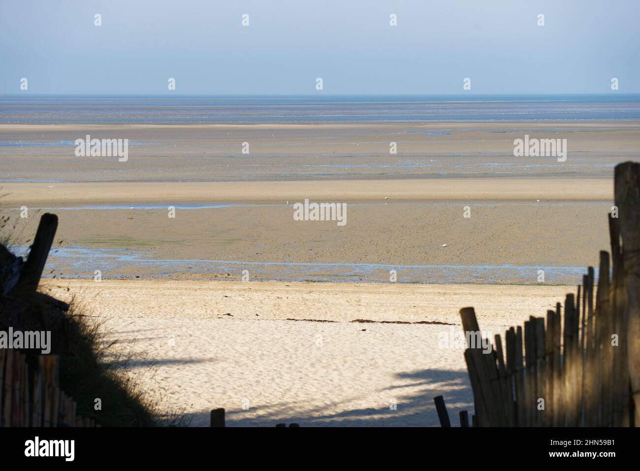 Dragey-Ronthon beach in Dragey (Mont-Saint-Michel bay, Manche, Normandy, France). Stock Photo