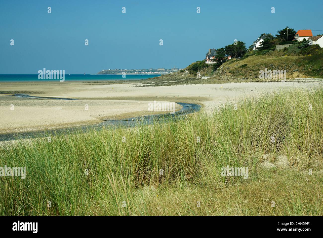 Embouchure du thar, Thar beach in  Saint-Pair-sur-Mer (Manche, Normandy, France). Stock Photo