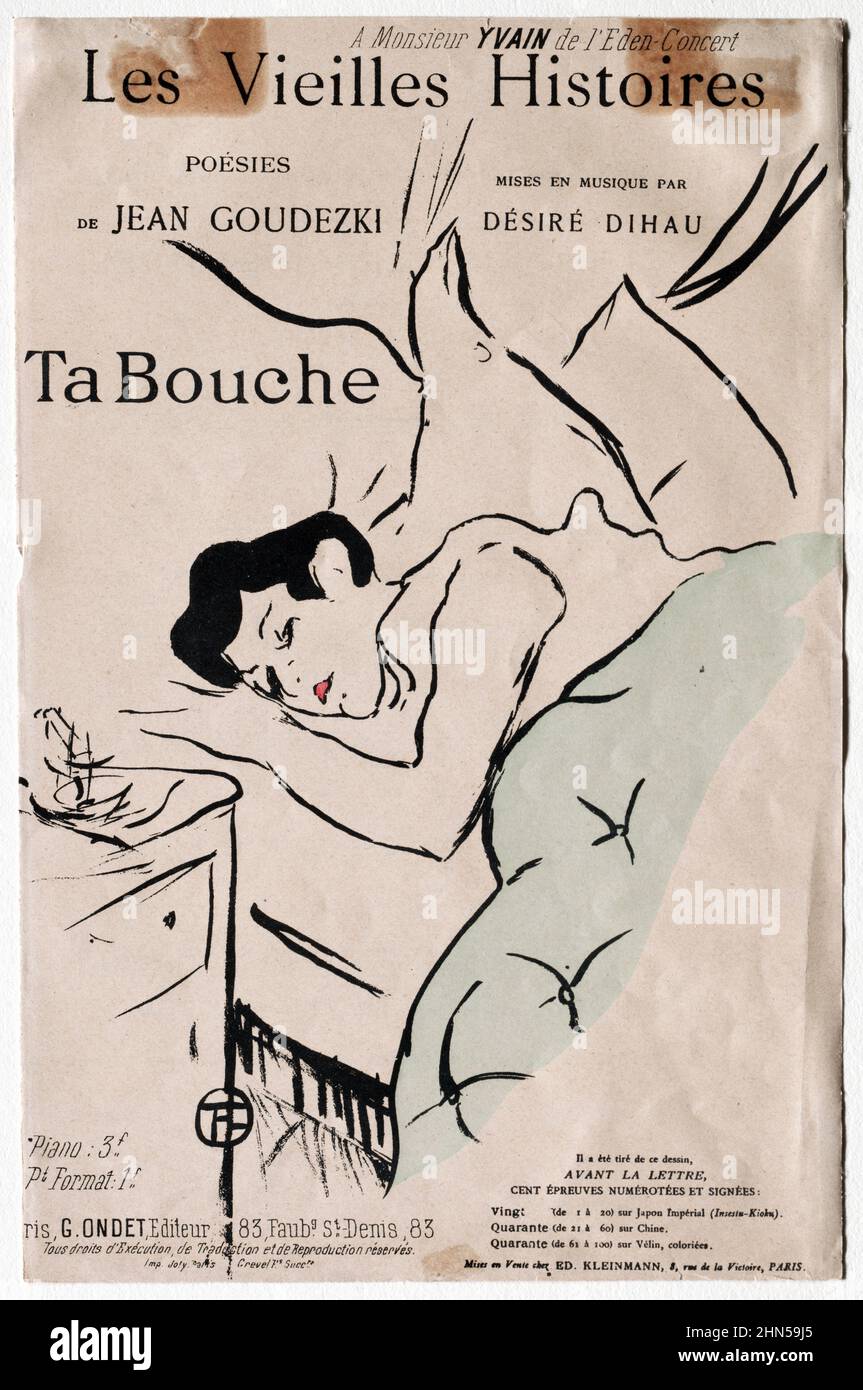 Les Vieilles Histoires, Ta Bouche (1893). Antique vintage art by Henri Toulouse-Lautrec. Stock Photo