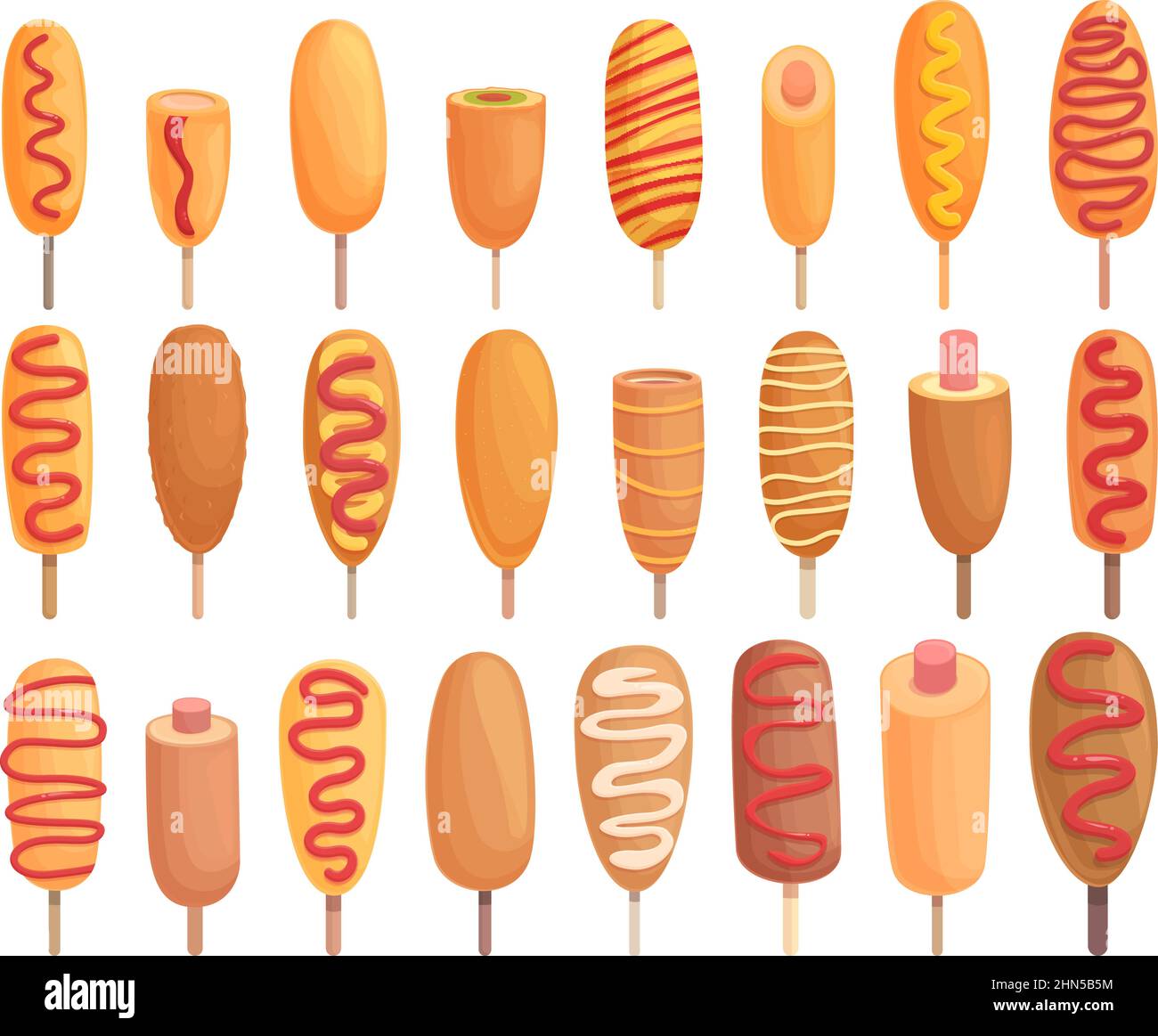 Corn dog icons set cartoon vector. American carnival. Chili dish Stock Vector Image & Art - Alamy Corn dog icons set cartoon vector. American carnival. Chili dish Stock Vector Image & Art - Alamy