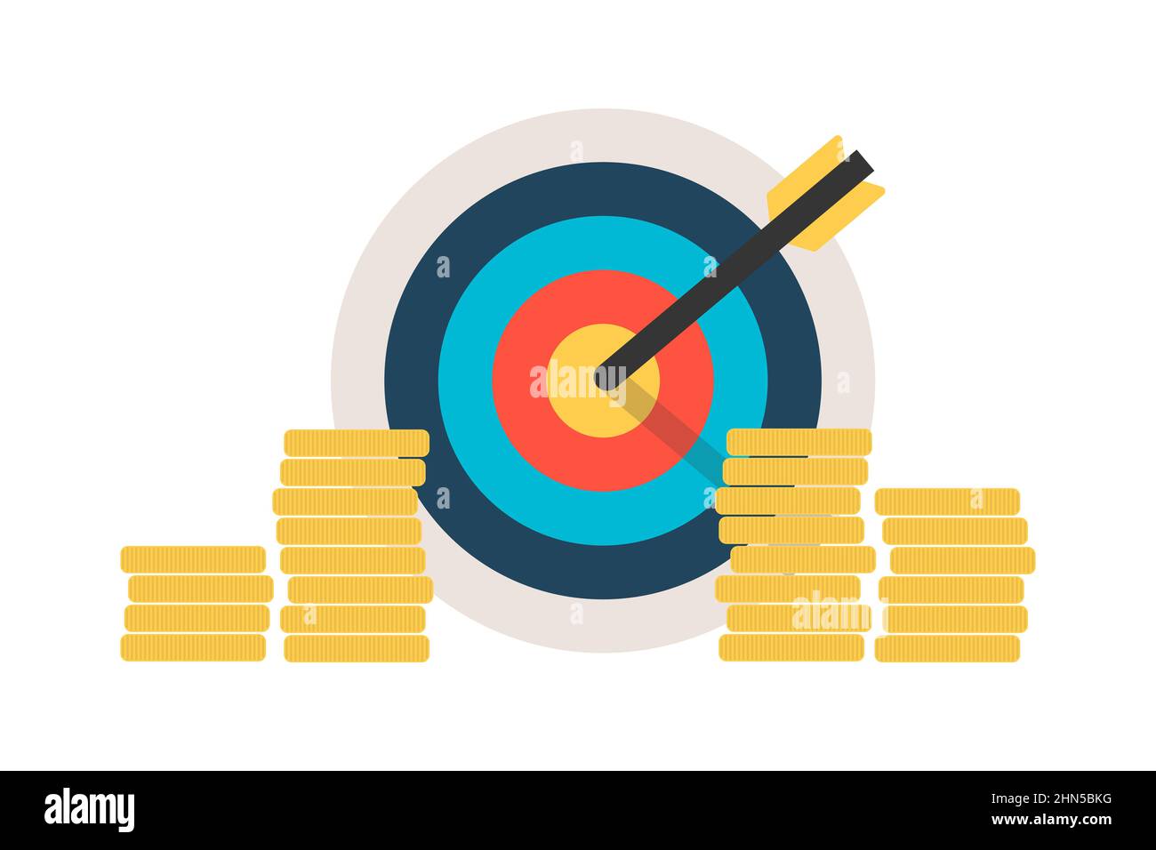 Target with money coins. Success Stock Vector