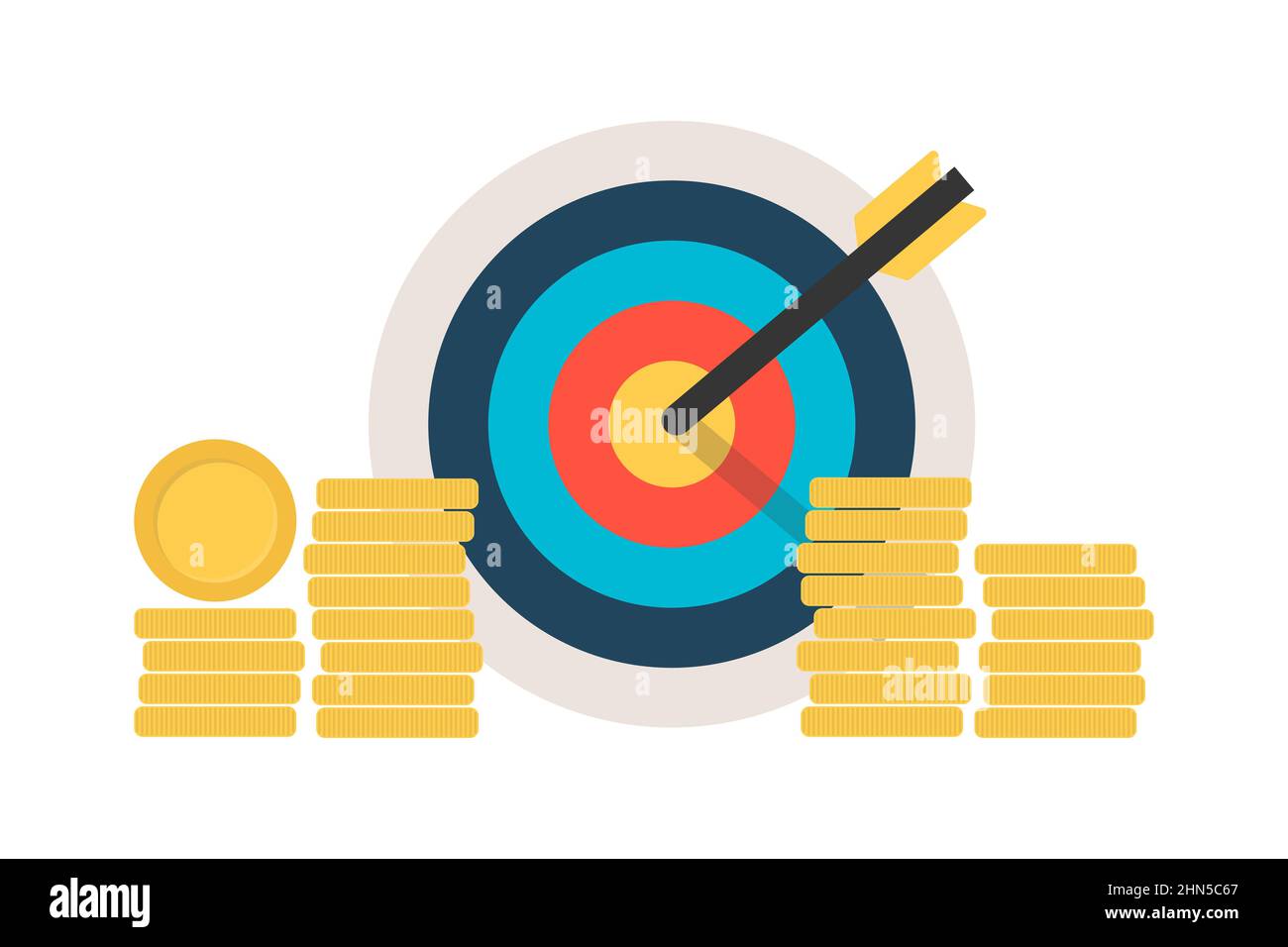 Target with money coins. Success Stock Vector