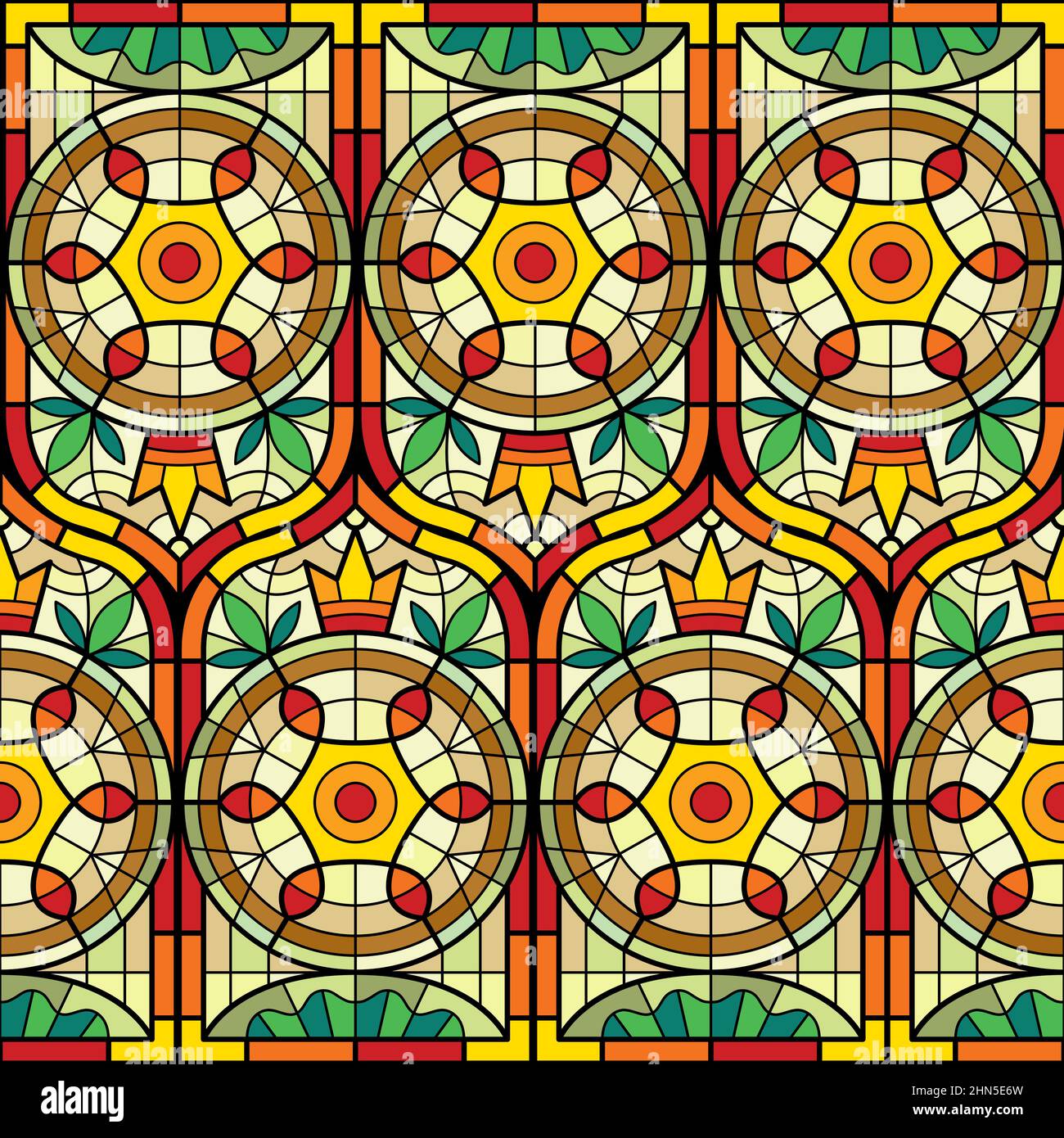 Stained glass pattern. Decorative seamless background with piece of