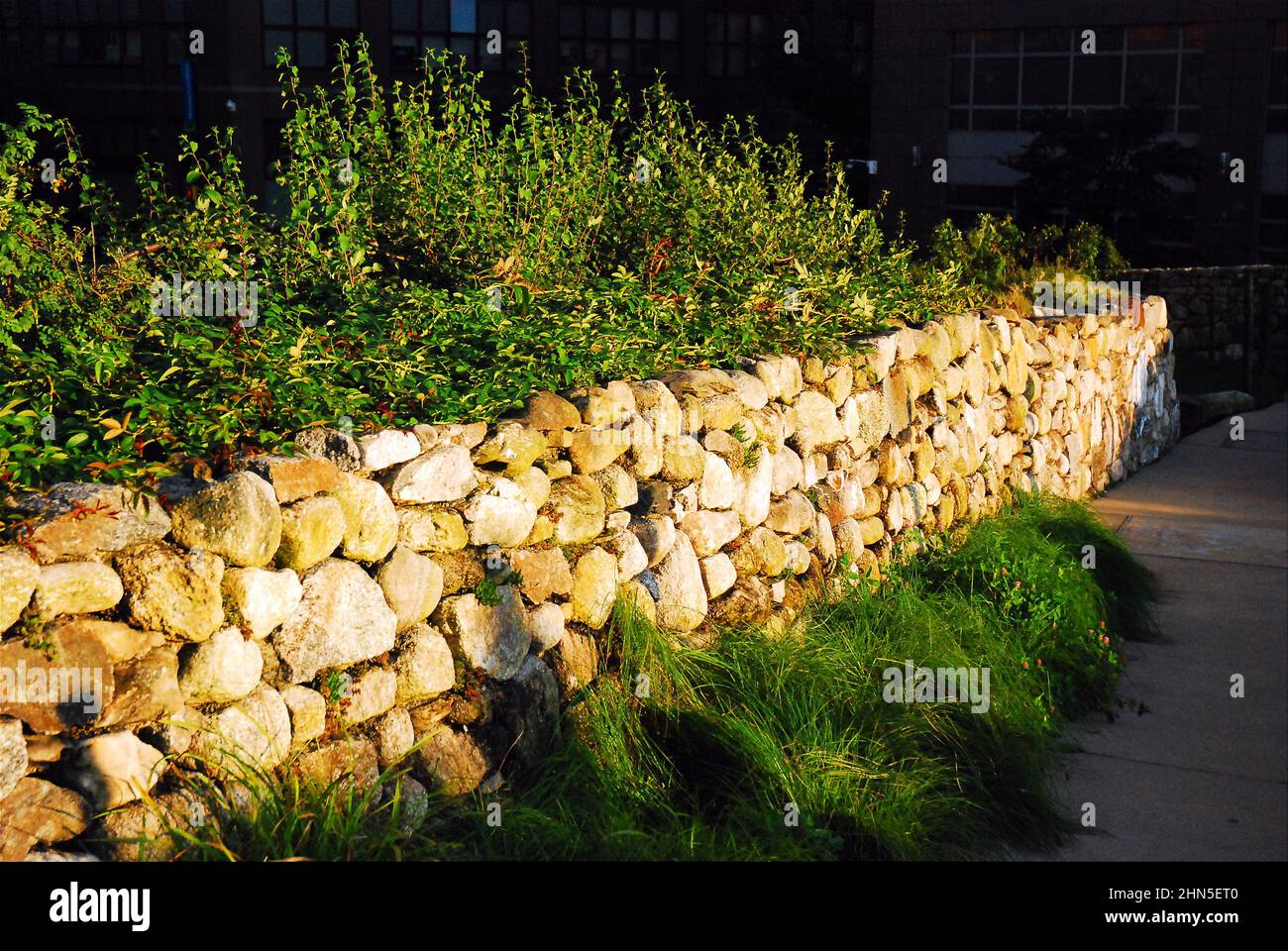 Stone Wall, Irish Hunger Memorial Stock Photo