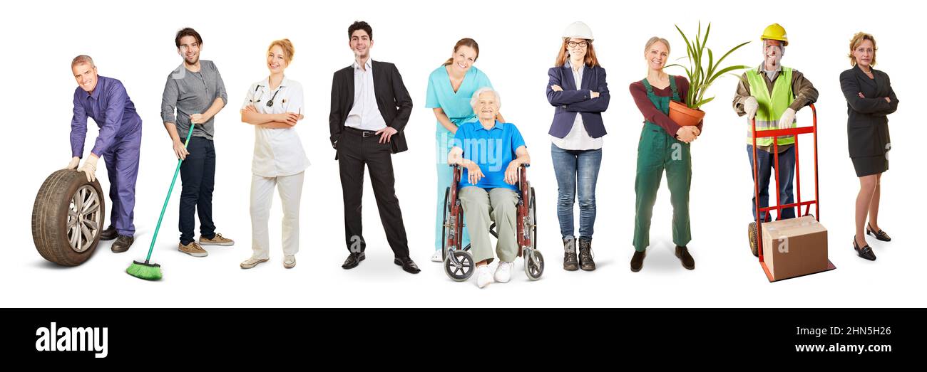 People from different industries and professions as work environment and career concept Stock Photo