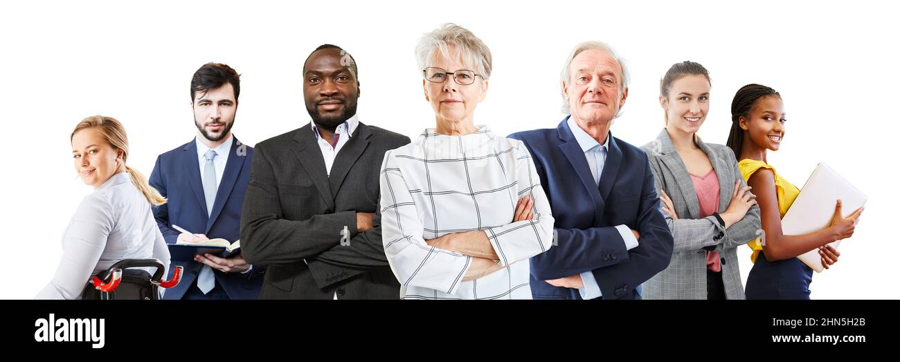 Diverse group of business people standing together as a business team ...