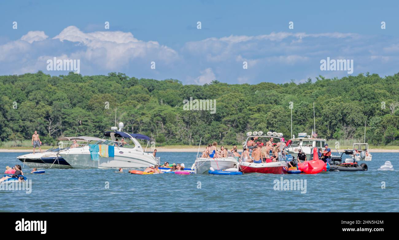 Sag Harbor Boat Party Stock Photo Alamy