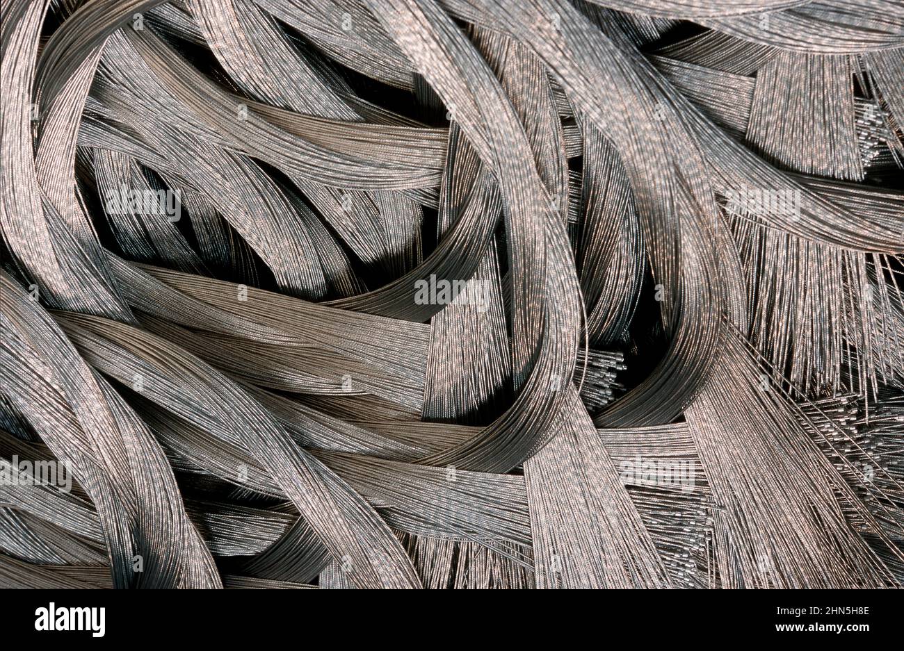 Closeup shot of aluminum wire scrap Stock Photo