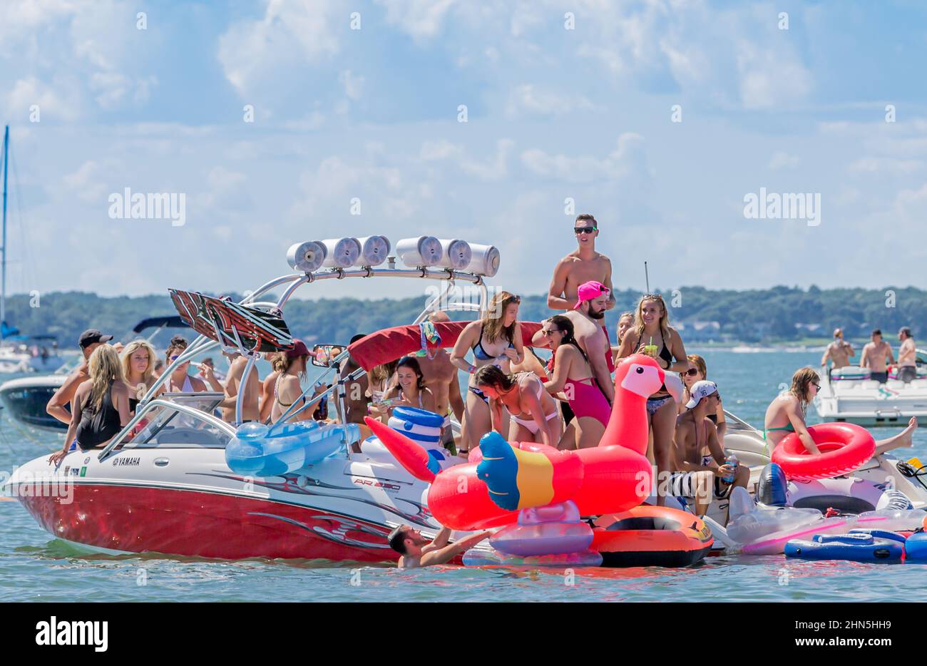Sag Harbor Boat Party Stock Photo Alamy