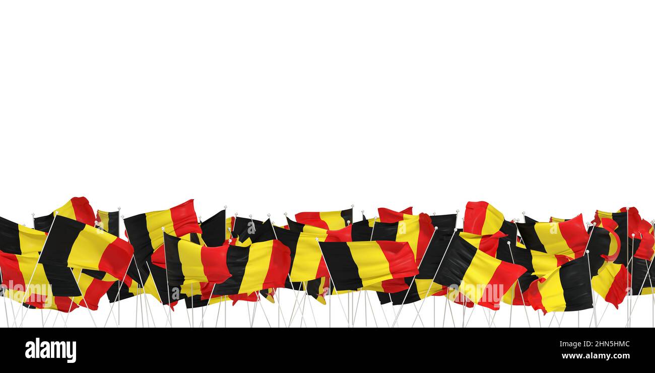 many belgian flags on white background - 3d rendering Stock Photo - Alamy