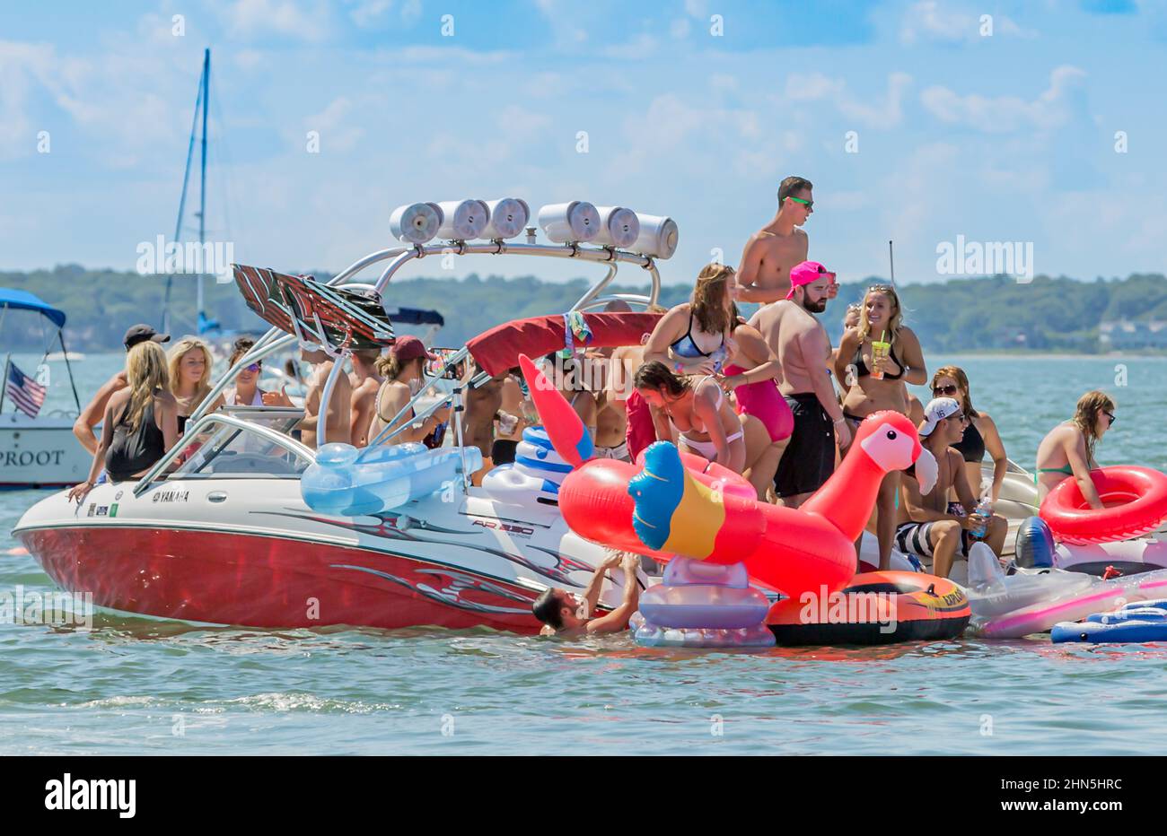 Sag Harbor Boat Party Stock Photo