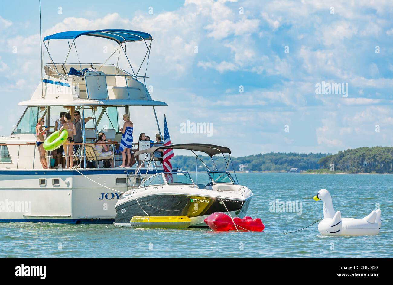 Sag Harbor Boat Party Stock Photo Alamy