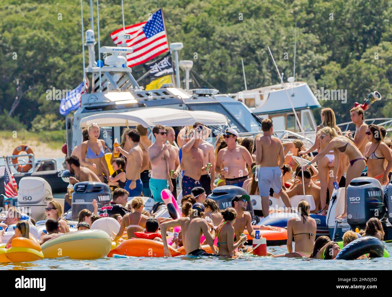 Sag Harbor Boat Party Stock Photo