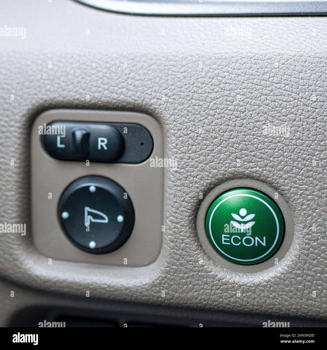 BRAINERD, MN - 26 DEC 2019: Close up of Econ button in a Honda car Stock Photo