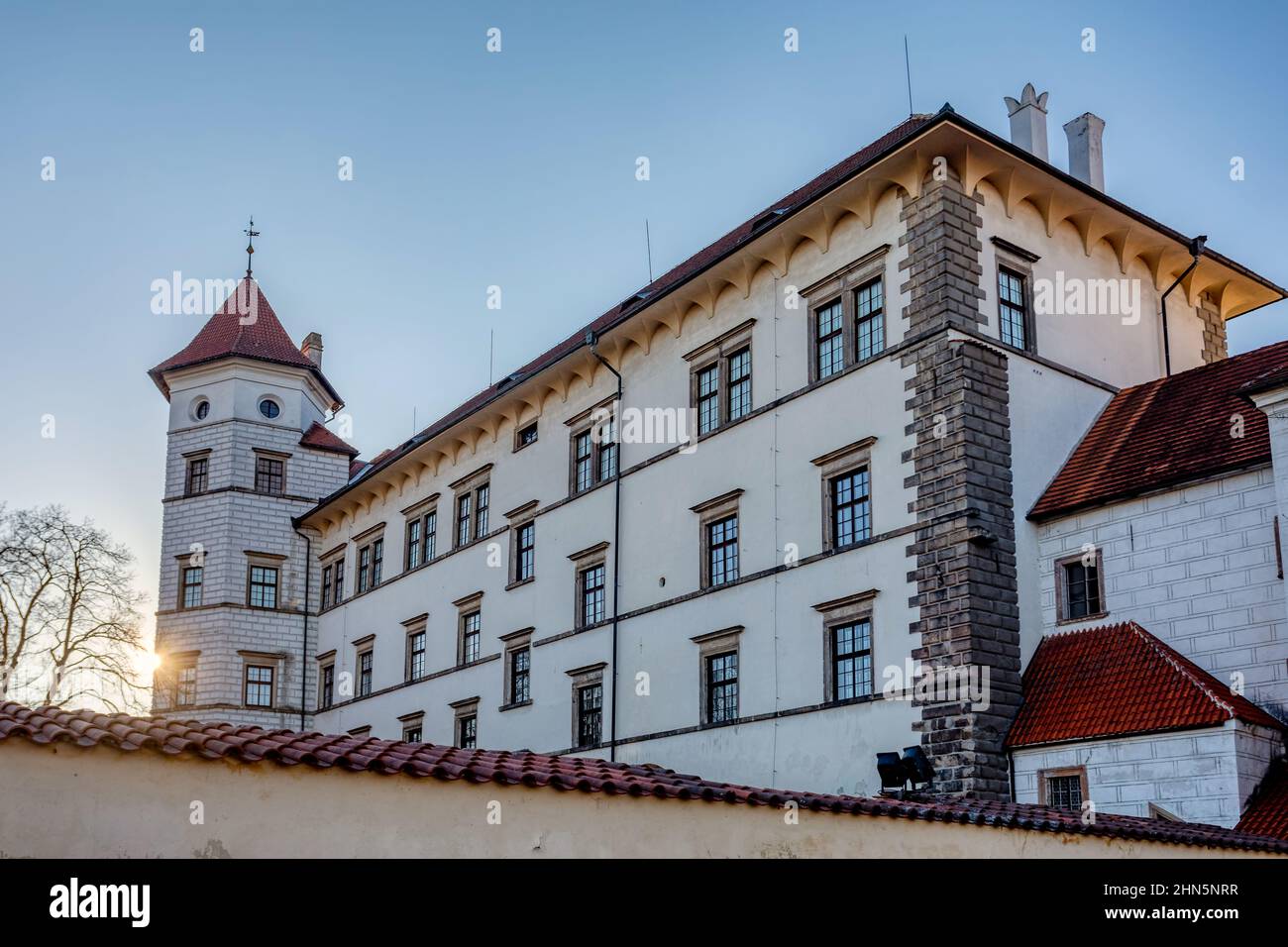 The historical castle complex in old town of Jindrichuv Hradec city. It