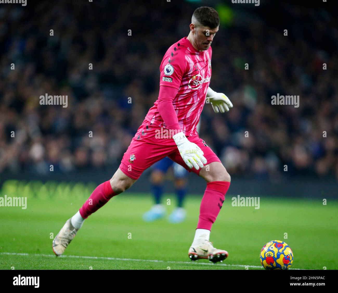 London, England - FEBRUARY 09: Southampton's Fraser Forster during  Premier League between Tottenham Hotspur and Southampton at Tottenham Hotspur stad Stock Photo