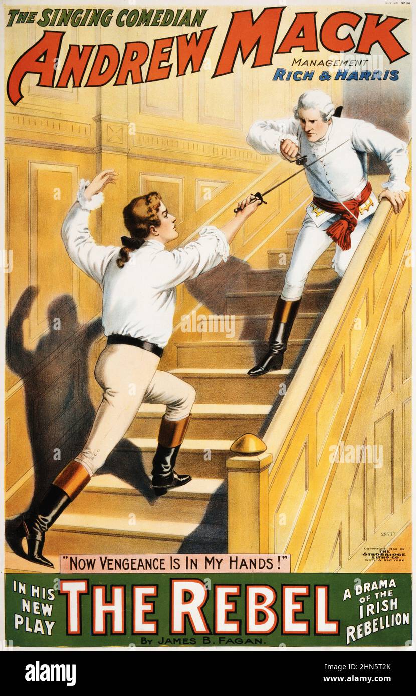 Andrew Mack in The Rebel, Vintage Broadway poster, 1900 Stock Photo Alamy