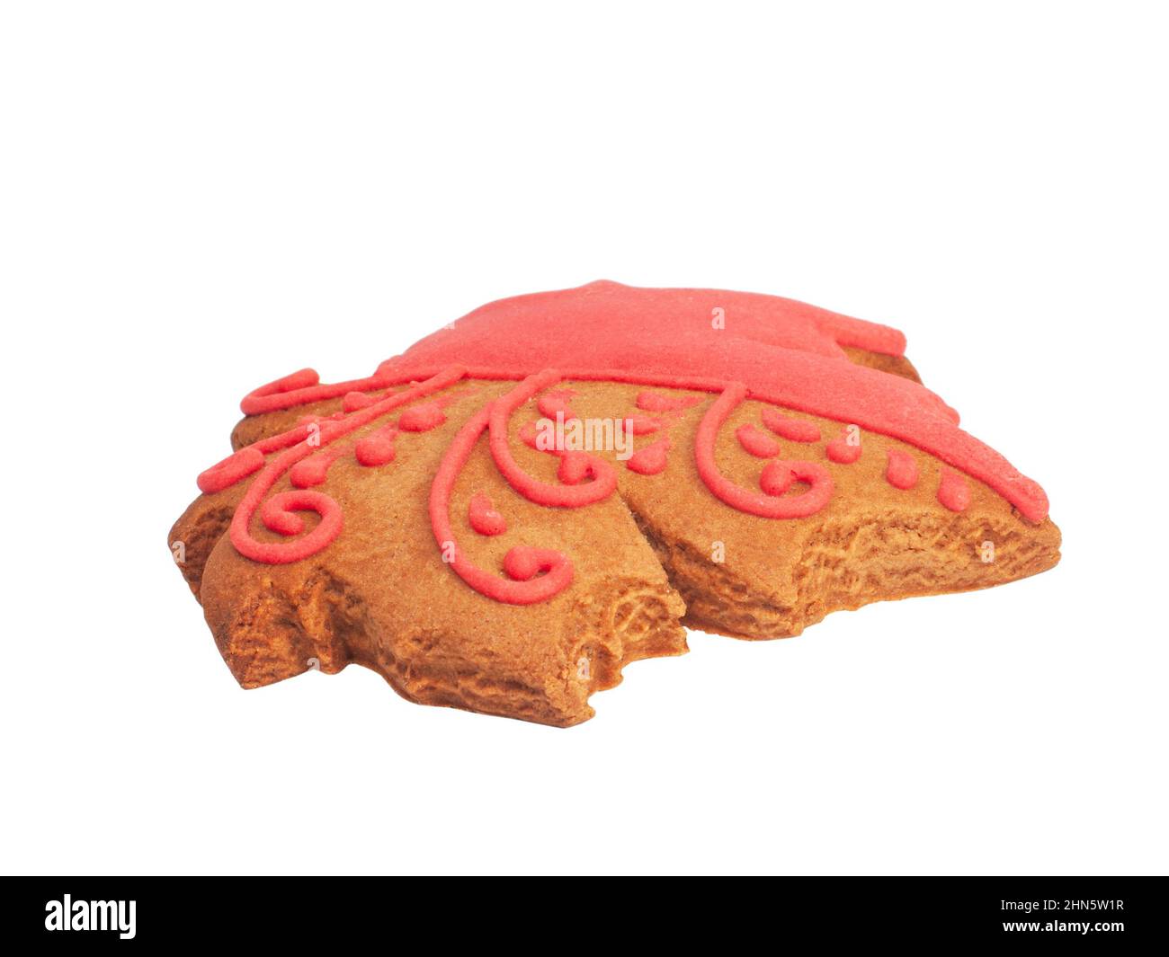 Tasty gingerbread cookie maple leaf isolated on the white Stock Photo