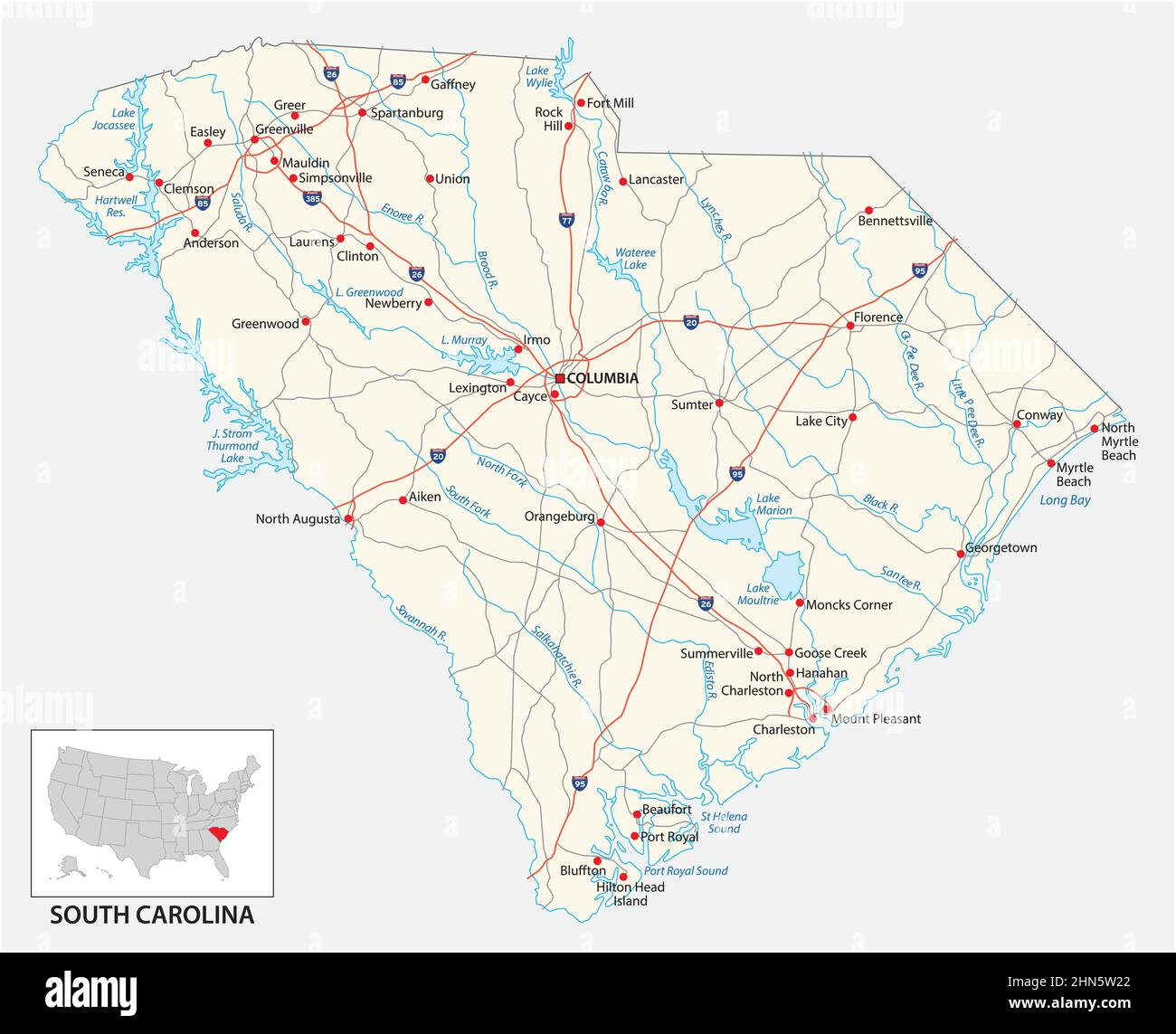 Deep South States Road Map