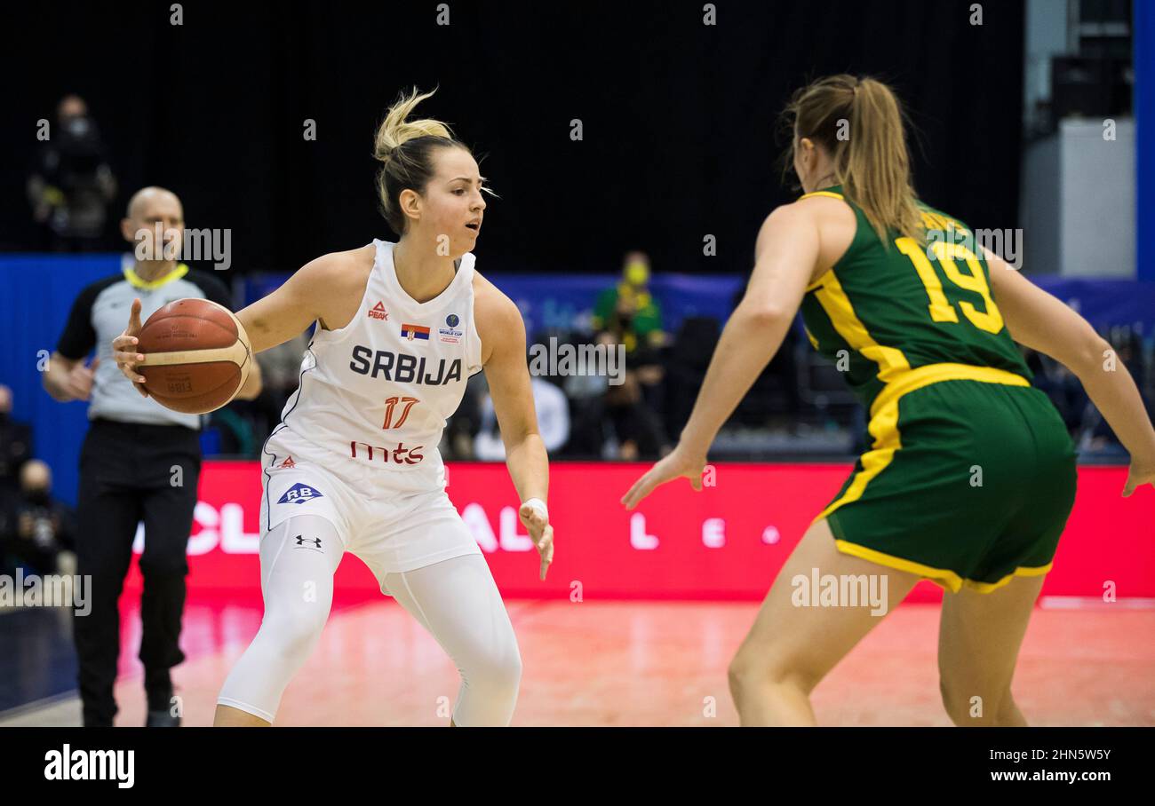 Belgrade, Serbia, 12th February 2022. Jovana Nogic of Serbia in action  during the FIBA Women's Basketball World Cup Qualifying Tournament match  between Serbia v Australia in Belgrade, Serbia. February 12, 2022. Credit: