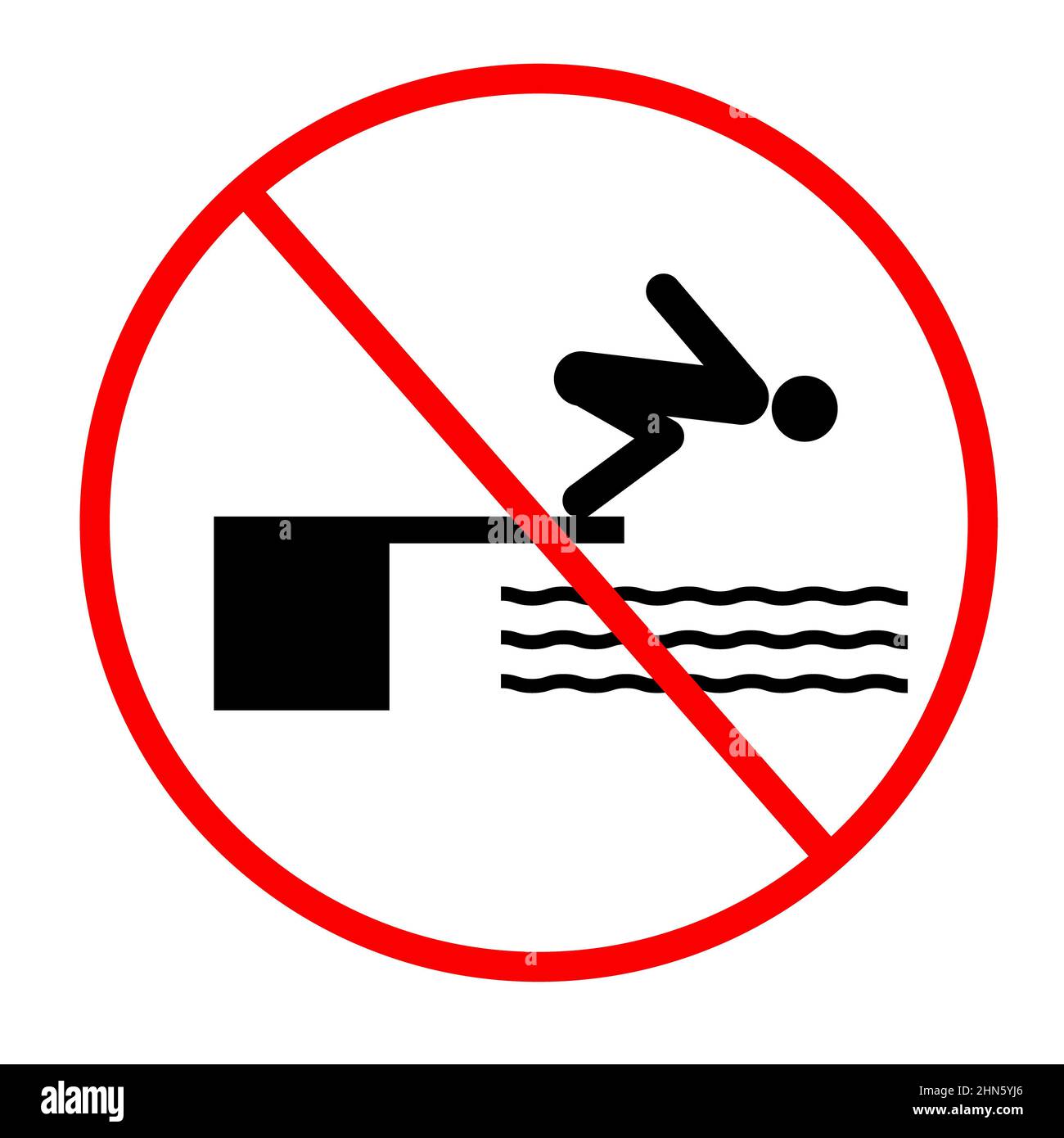 do not jump pool on white background. warning notice sign. do not jump stop symbol. flat style