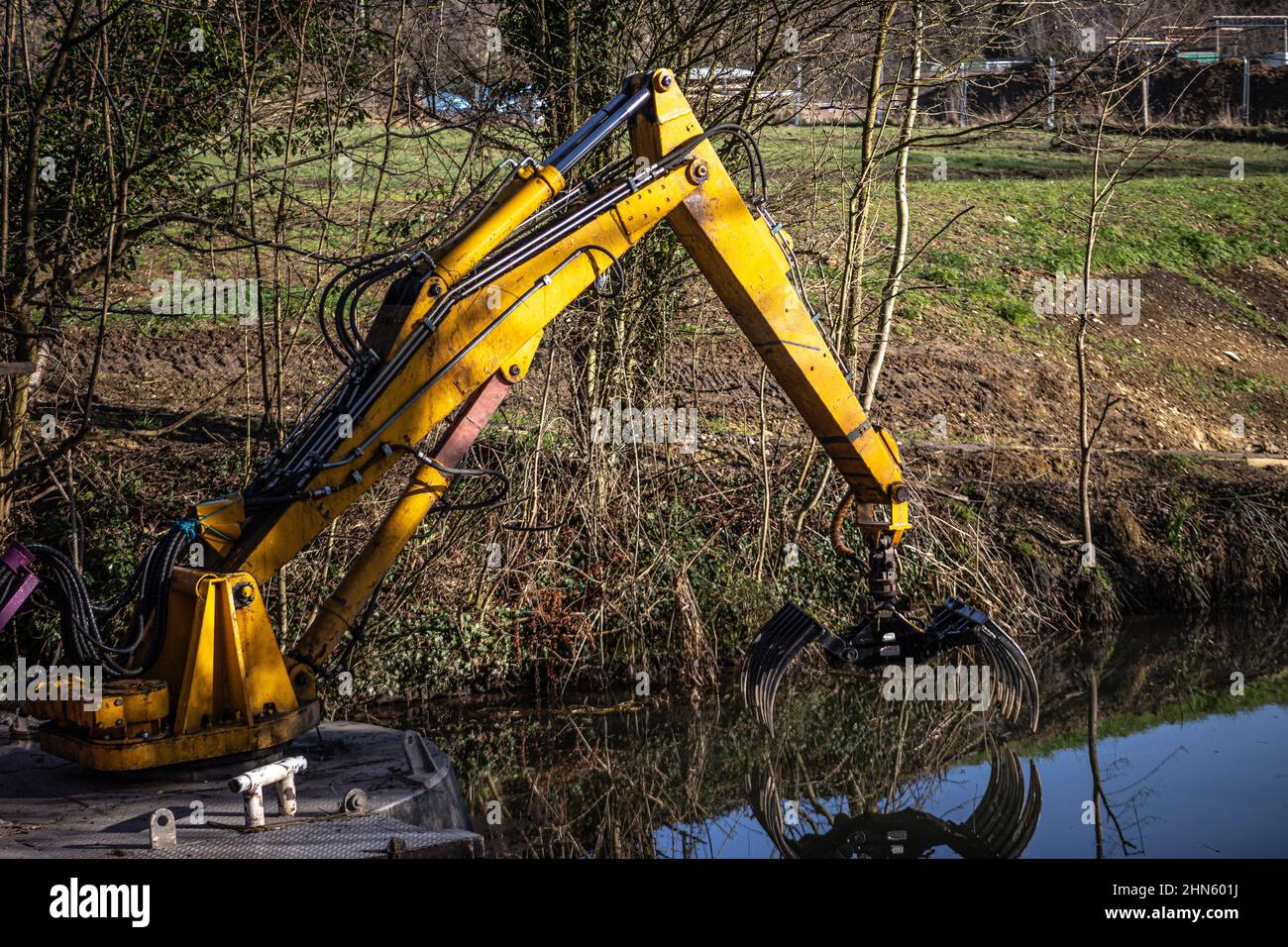Excavating Machinery on the Stroud canal,UK Stock Photo