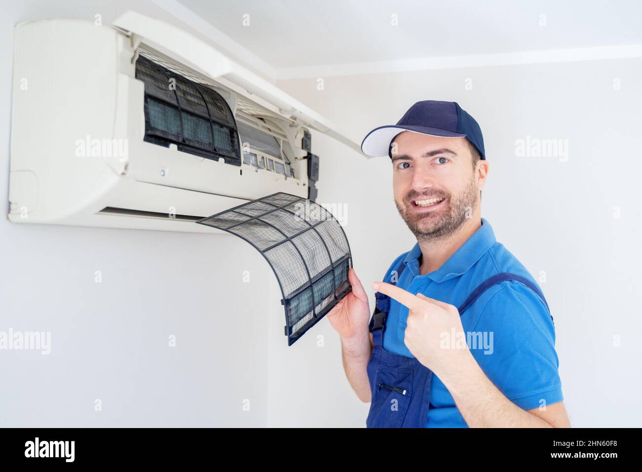 Filter cleaning service maintenance of an air conditioner indoor unit