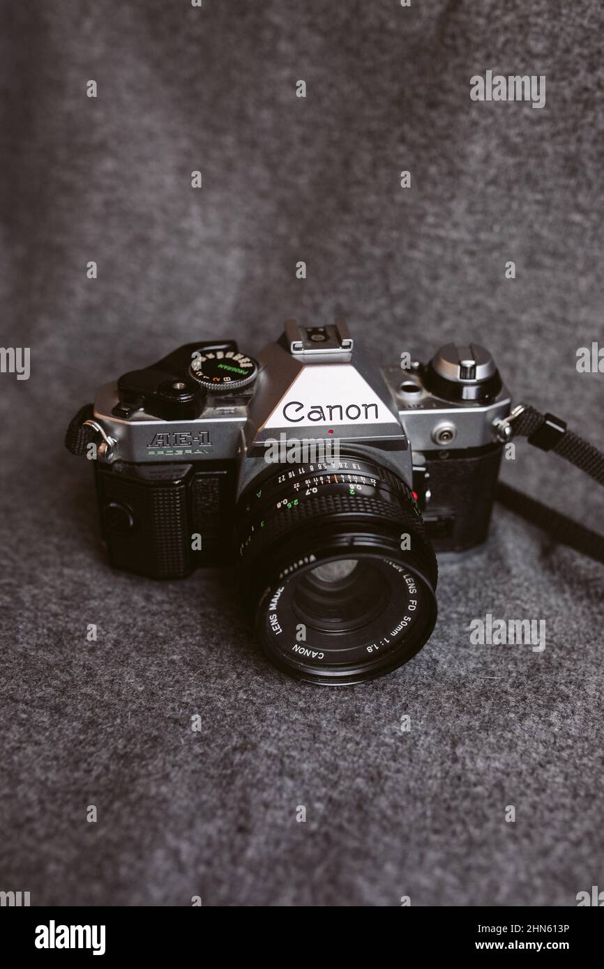 Canon AE 1 vintage film camera 35 mm Stock Photo Alamy