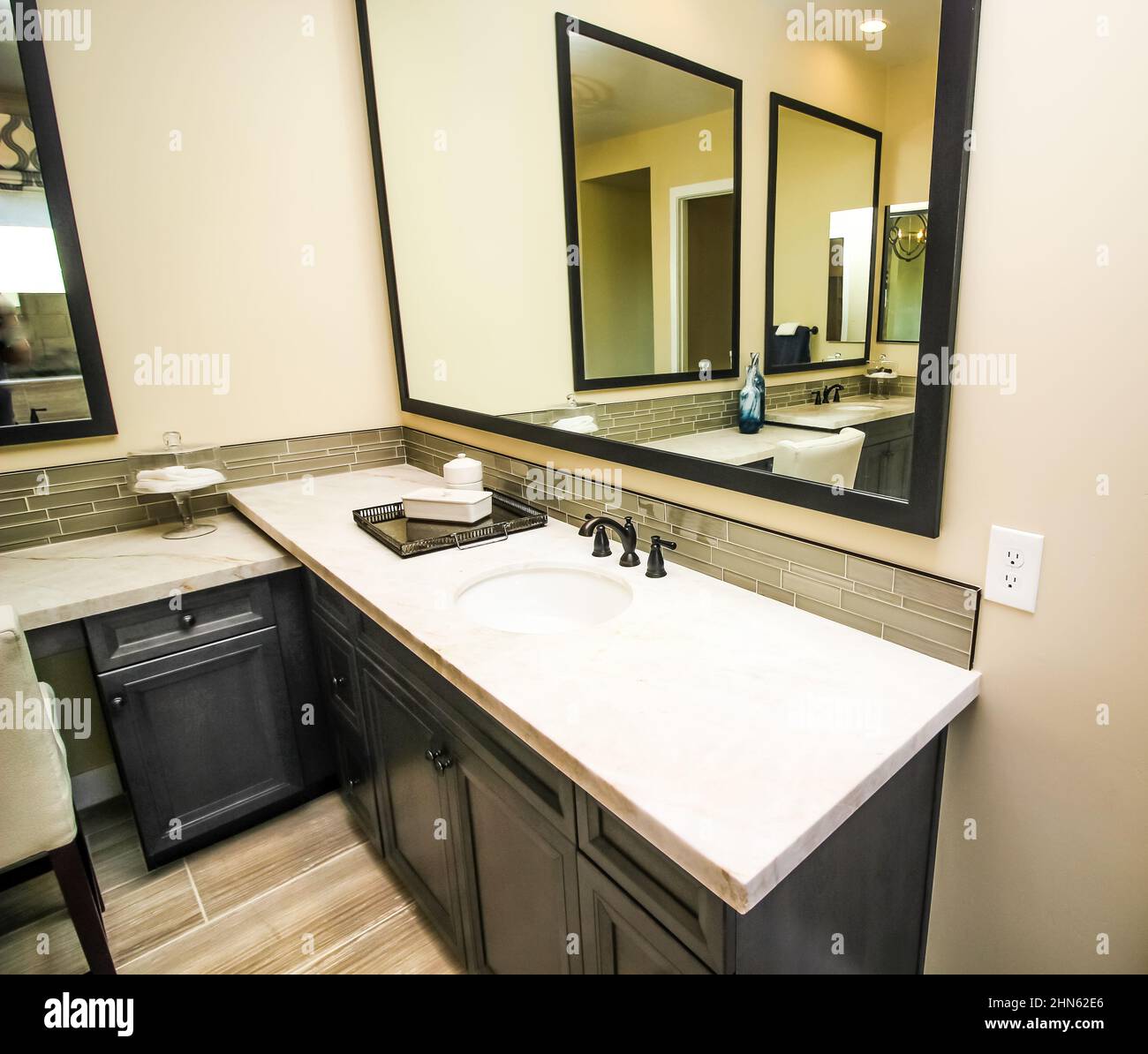 Modern Master Bathroom With Two Separate Vanities Stock Photo Alamy