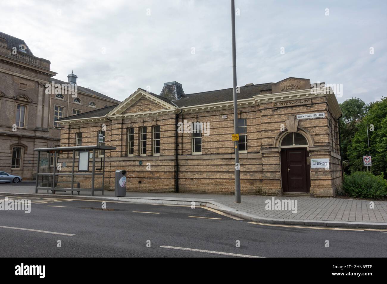 Town Hall Chambers, now a UNISON office on Town Hall Square in Grimsby, North East Lincolnshire, UK. Stock Photo