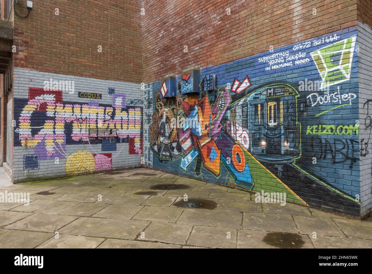 Street art in Grimsby, North East Lincolnshire, UK. Stock Photo