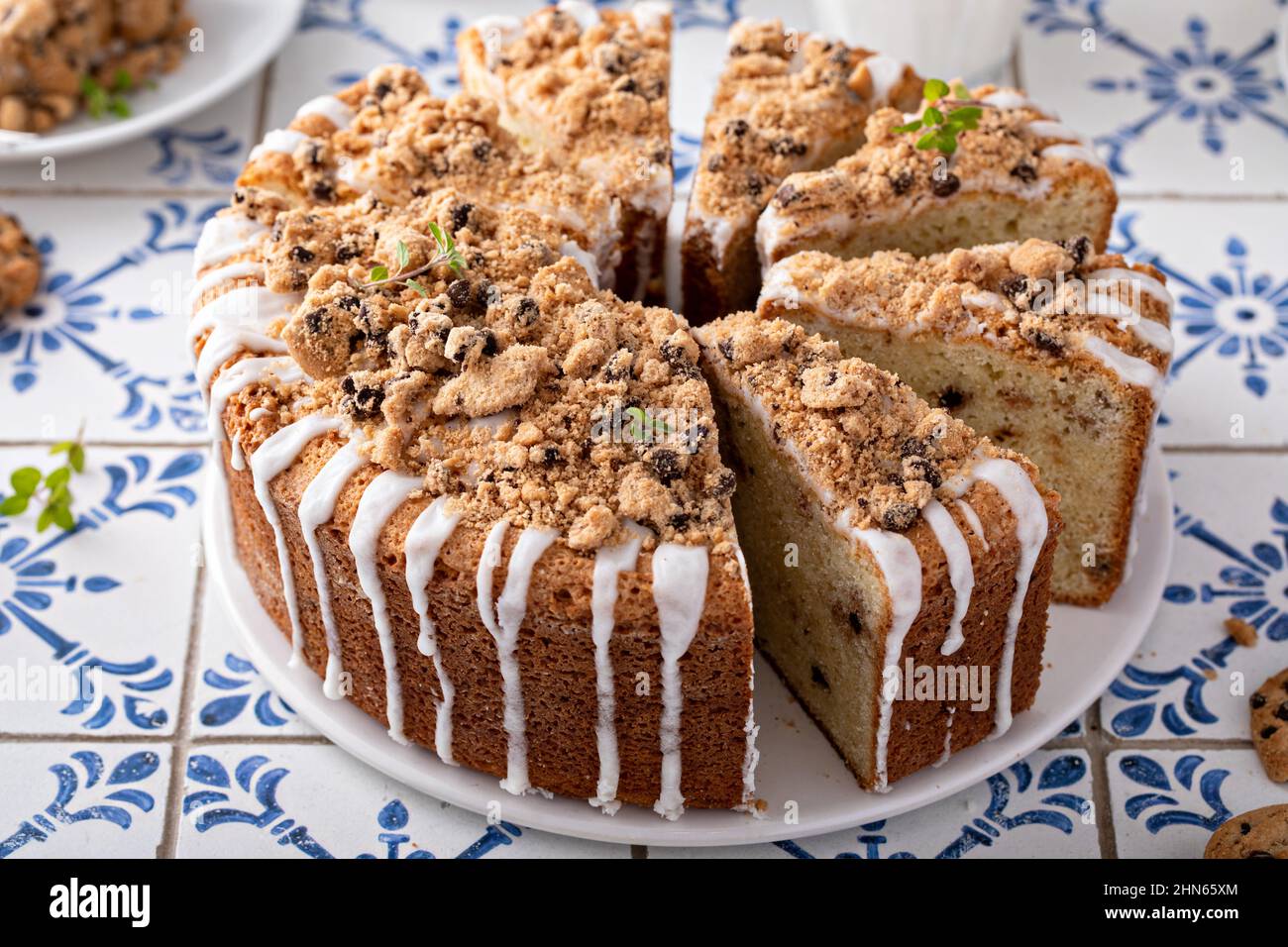 Chocolate chip cookie pound cake made in a tube pan Stock Photo Alamy