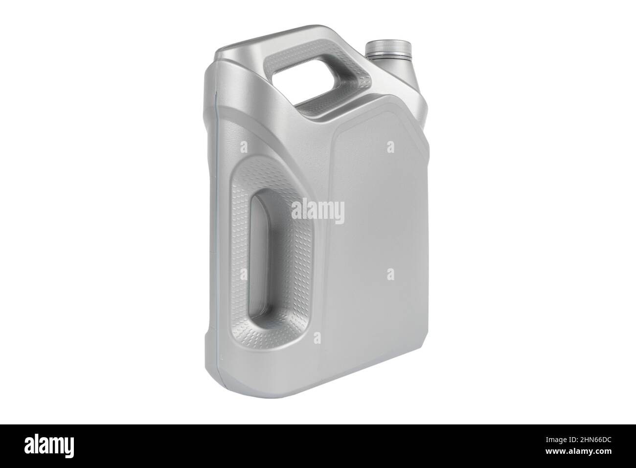 New plastic oil canister isolated on white background. Storage tank