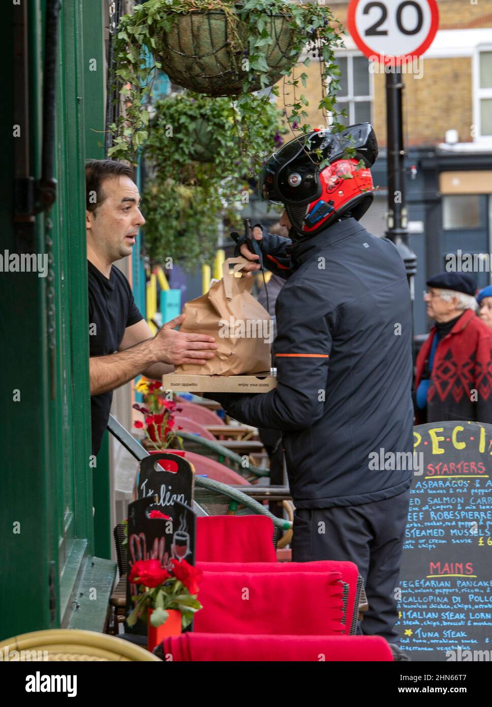 Food delivery pick up Islington restaurant      picture by Gavin Rodgers/ Pixel8000 Stock Photo