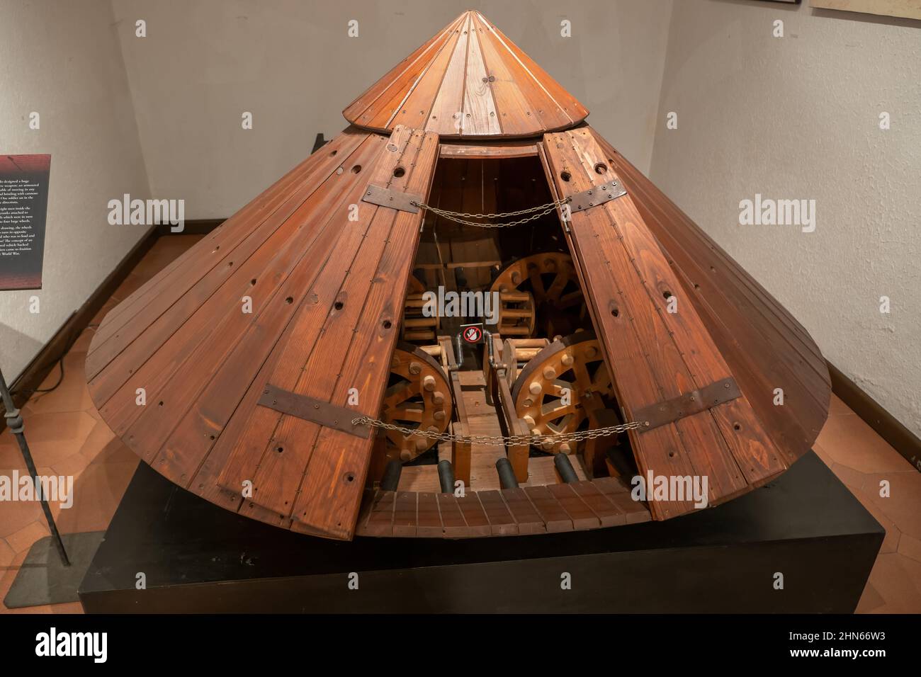 The tank, armoured covered vehicle with place for cannons on all sides, based on Leonardo