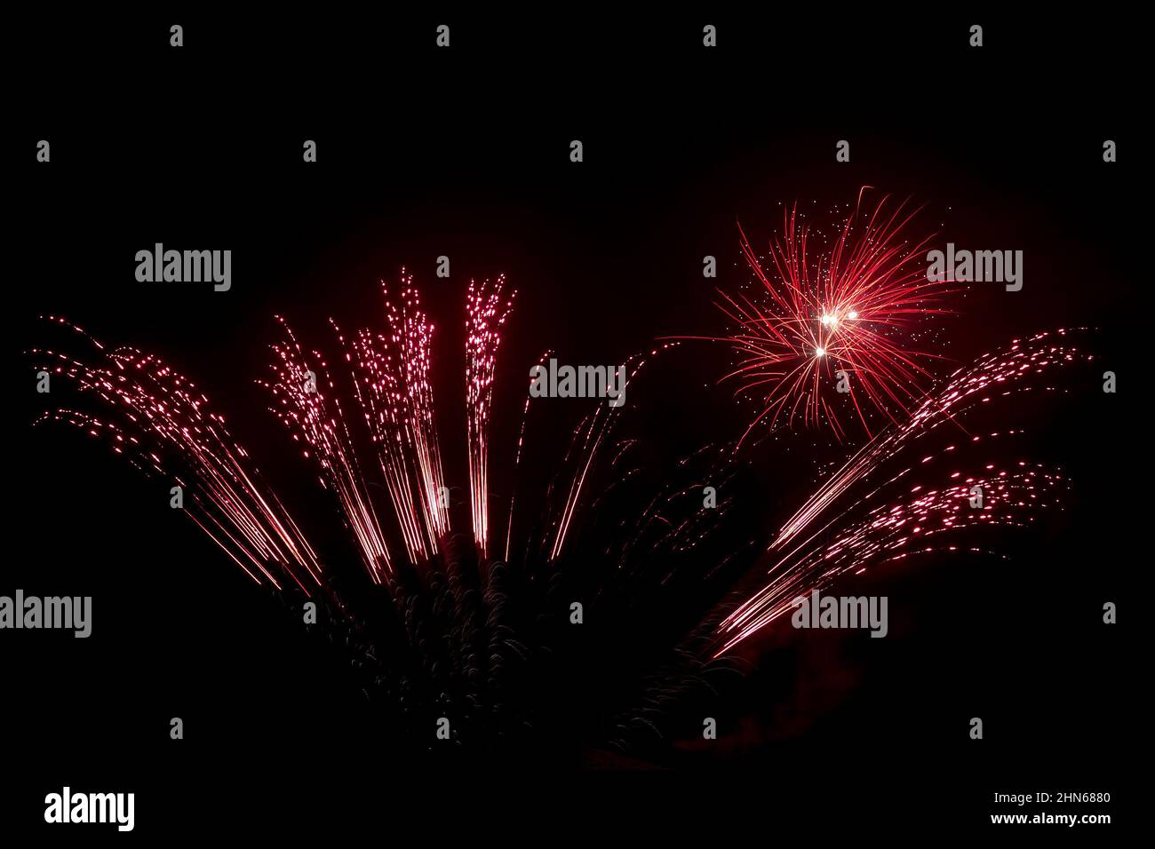 Fireworks isolated on dark background. Stock Photo