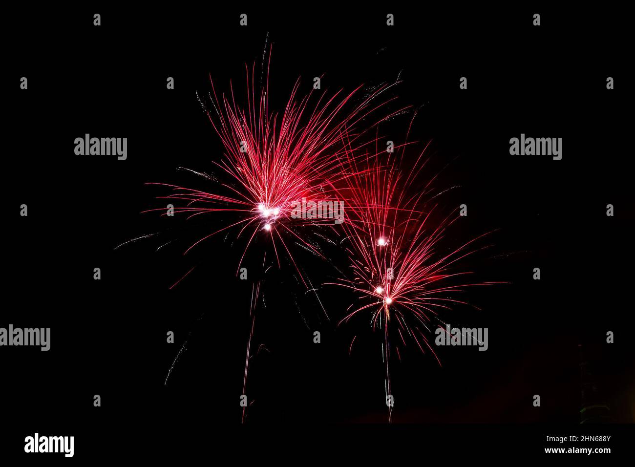 Fireworks isolated on dark background. Stock Photo