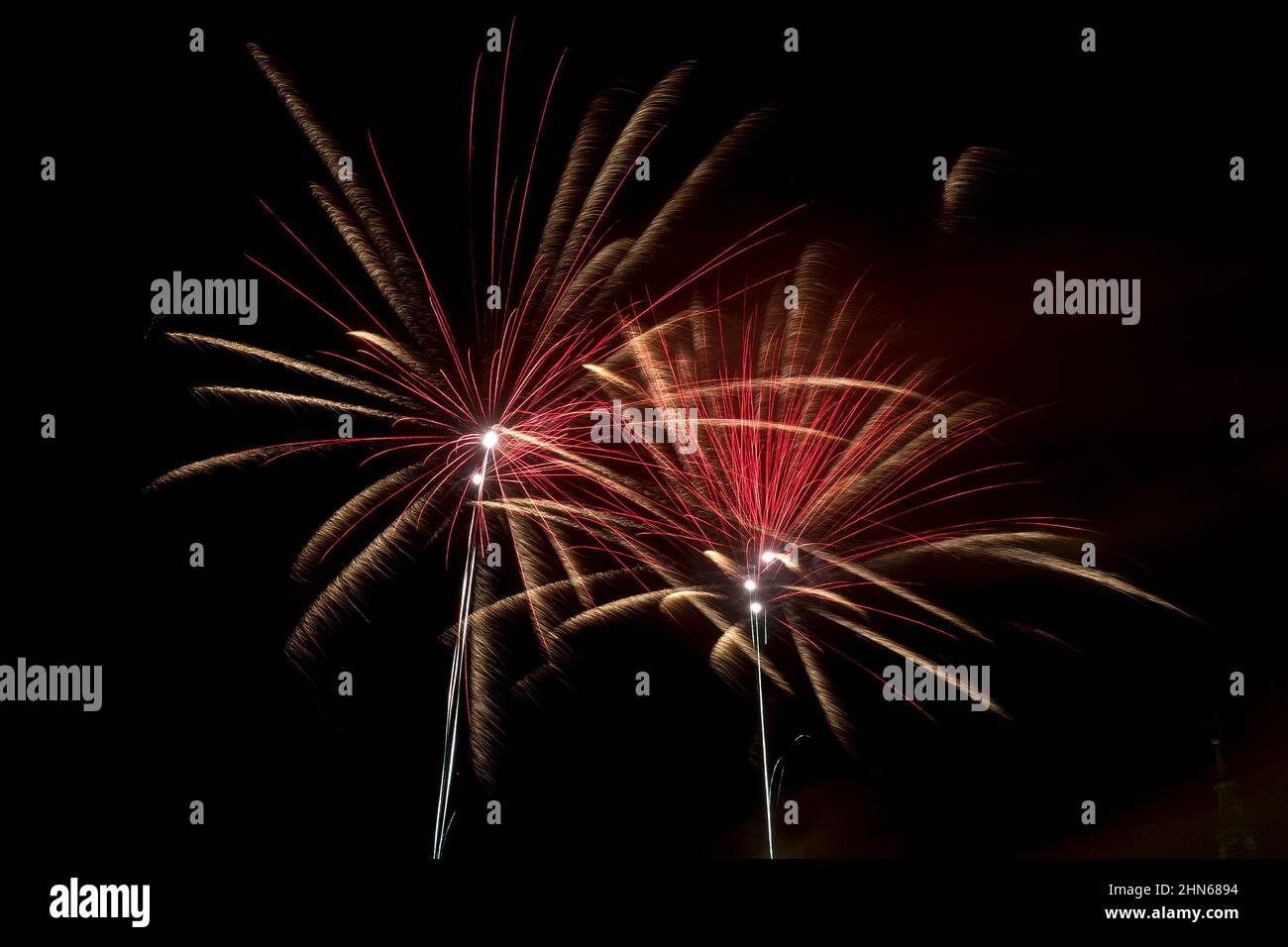 Fireworks isolated on dark background. Stock Photo