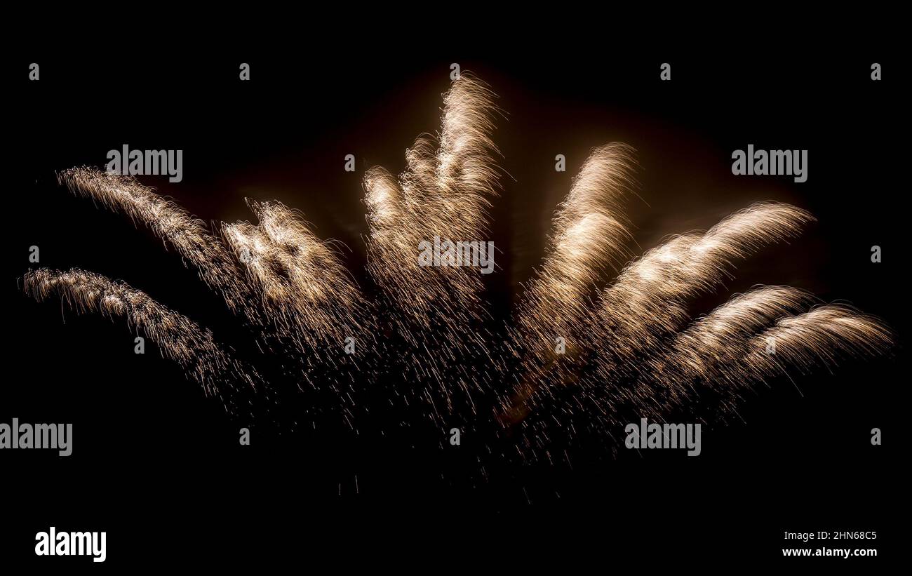 Fireworks isolated on dark background. Stock Photo