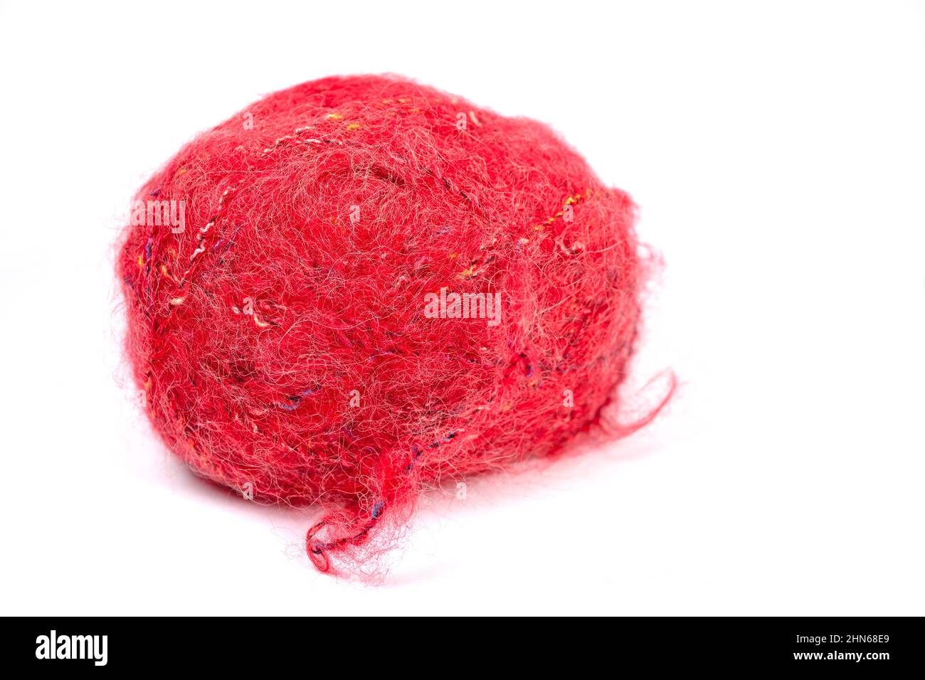 Red mohair wool isolated against white background Stock Photo