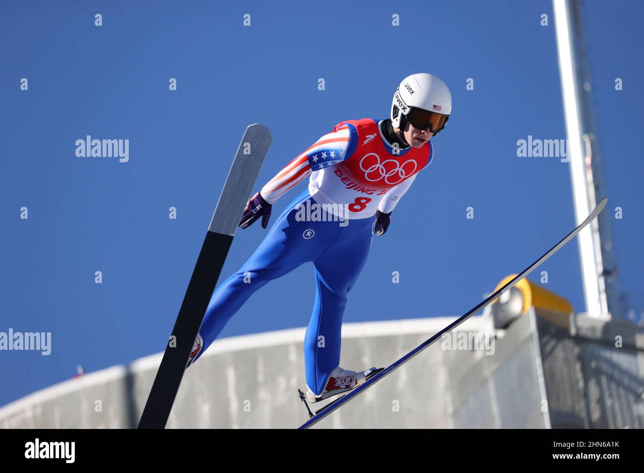 Patrick Gasienica (USA), FEBRUARY 5, 2022 - Ski Jumping :  Men's Individual Normal Hill Qualification  during the Beijing 2022 Olympic Winter Games at Stock Photo