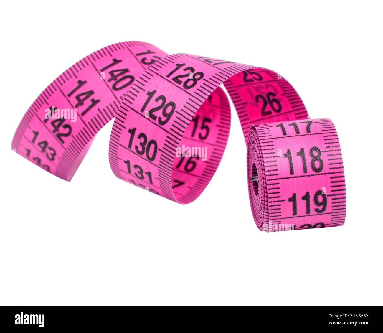 Pink Measuring Tape Vector Isolated On White Background. Spiral