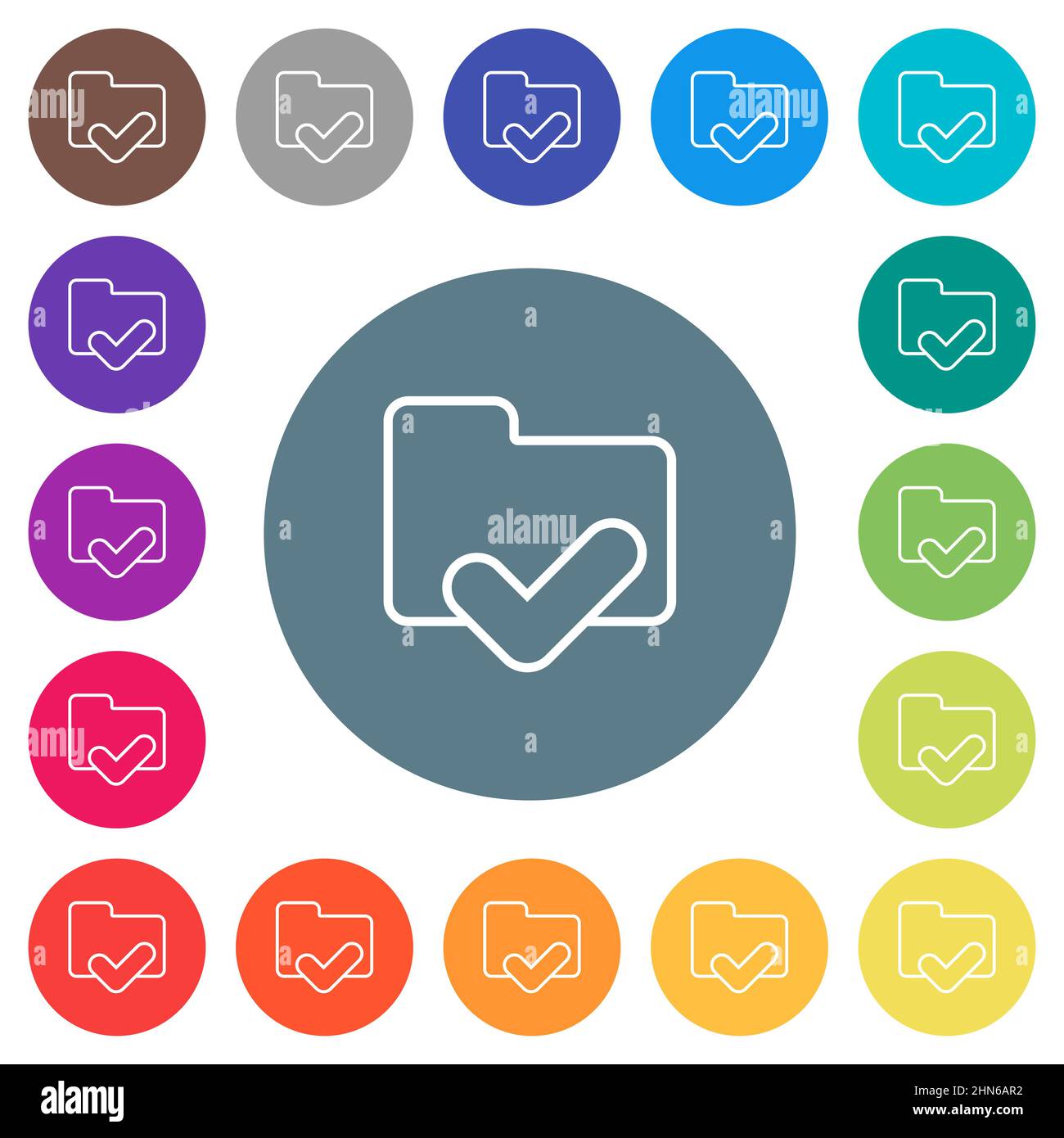 Folder ok outline flat white icons on round color backgrounds. 17 ...